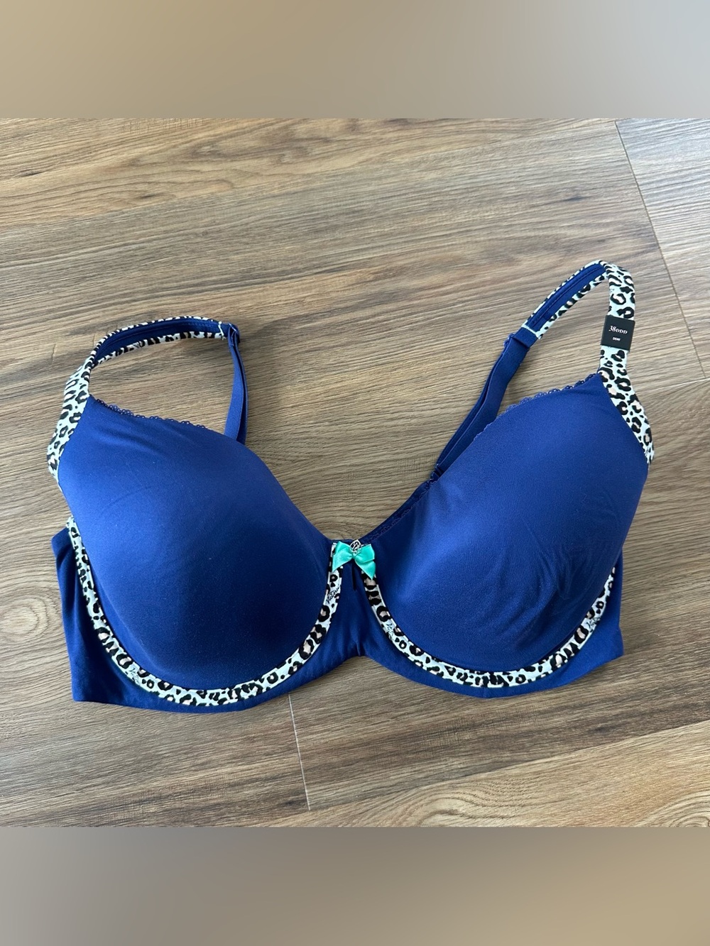 Victoria's Secret 38DDD Lined Underwire Demi Bra Blue Convertible Straps NEW